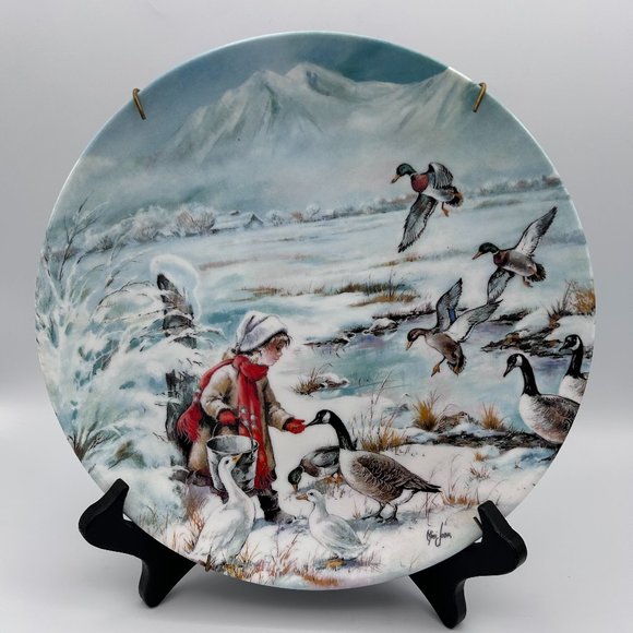 Knowles "Sharing" Nature's Child Collection Decorative Plate Child Geese 1990 - Picture 1 of 8